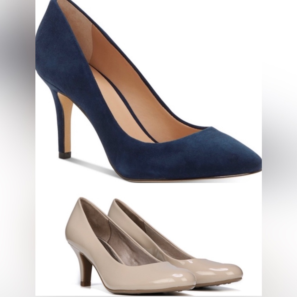 2 Pairs of Pumps: Nude & Blue Suede